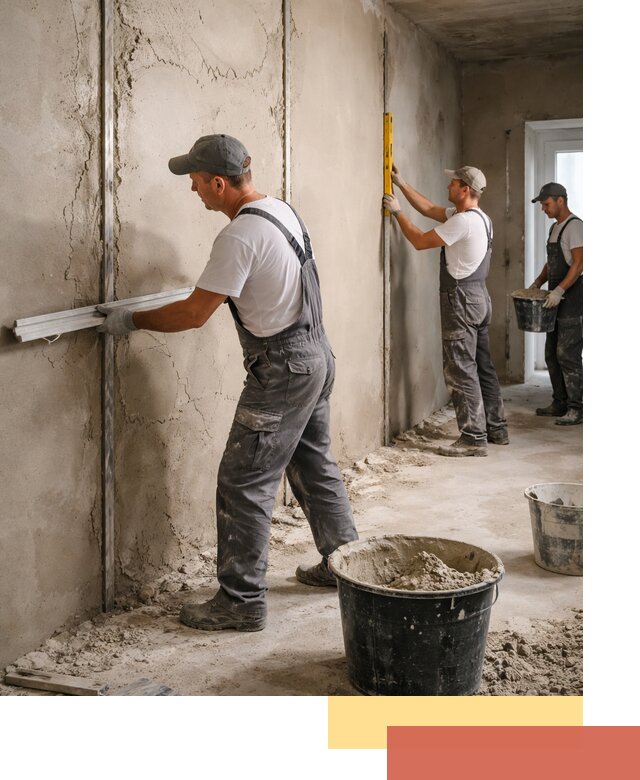 Штукатурка стен по маякам в Красноярске — точная и ровная поверхность