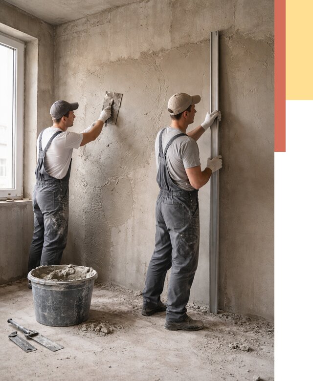 Штукатурка бетонных стен в Красноярске от 4572 руб/м² — качественно и быстро | ОТДЕЛОЧНИК-Крс