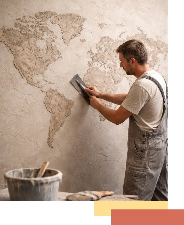 Декоративная штукатурка «Карта мира» под ключ в Красноярске