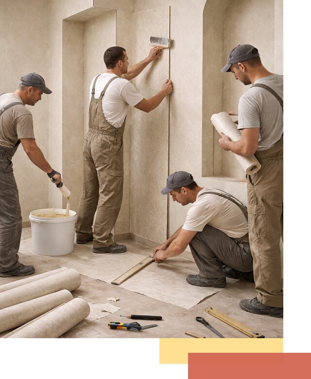 Поклейка обоев на сложные стены и неровные поверхности в Красноярске