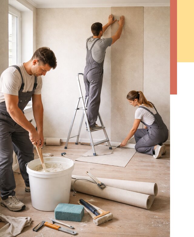 Оклейка стен обоями в Красноярске от 3556 руб/м2 — быстро и недорого | ОТДЕЛОЧНИК-Крс