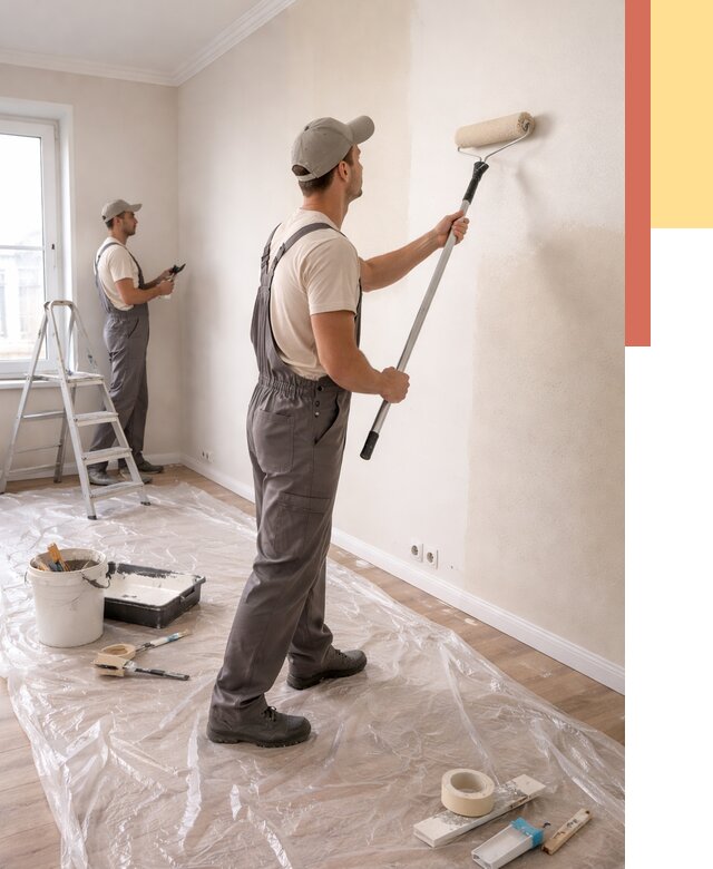 Покраска стен акриловой краской в Красноярске от 3556 руб./м² — быстро и недорого | ОТДЕЛОЧНИК-Крс