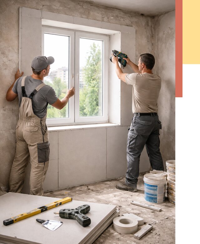 Монтаж откосов из гипсокартона в Красноярске от 4572 руб. под ключ | ОТДЕЛОЧНИК-Крс