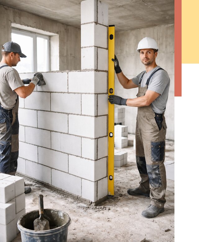 Кладка перегородок из пеноблока в Красноярске от 1829 руб. под ключ | ОТДЕЛОЧНИК-Крс