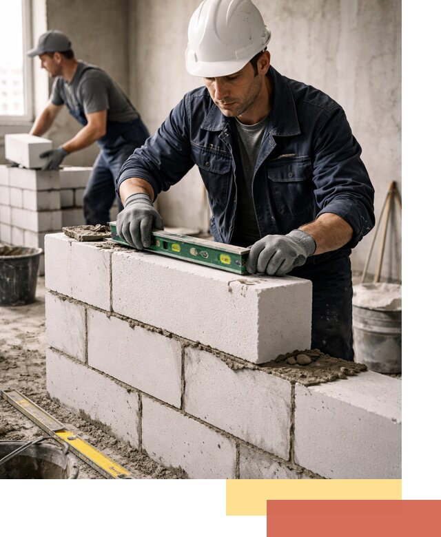 Кладка перегородок из пеноблока под ключ в Красноярске