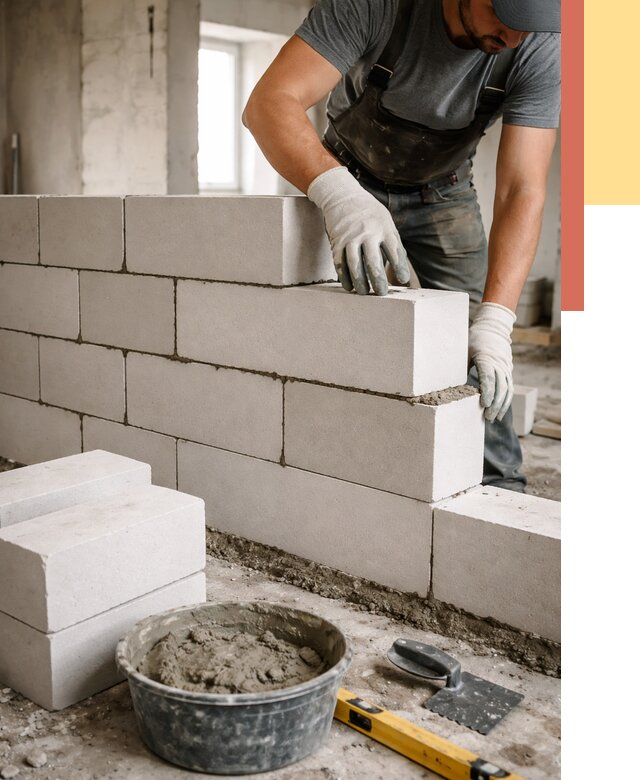 Кладка перегородок из силикатного блока в Красноярске от 4064 руб. под ключ | ОТДЕЛОЧНИК-Крс