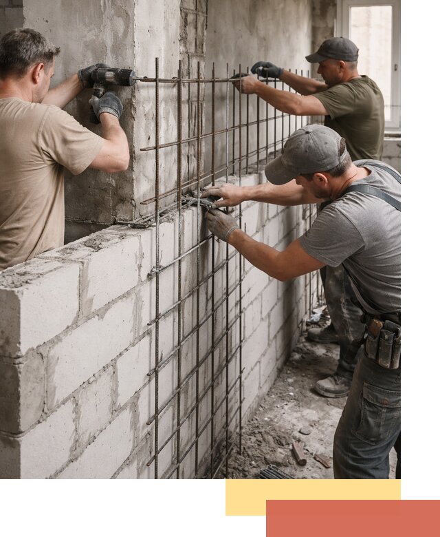 Армирование кладки перегородок в Красноярске профессионально и надёжно