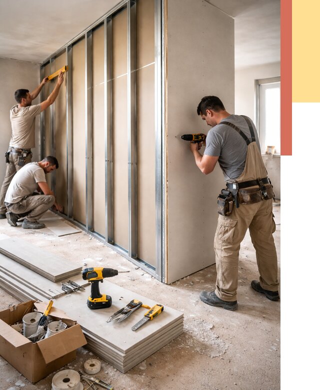 Монтаж однослойной перегородки из гипсокартона в Красноярске от 660 руб. | ОТДЕЛОЧНИК-Крс