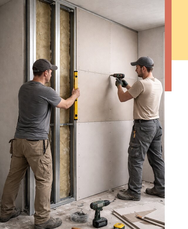 Монтаж двухслойной перегородки из гипсокартона в Красноярске от 1473 руб. | ОТДЕЛОЧНИК-Крс