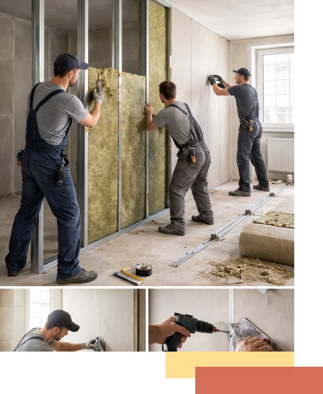 Перегородка из гипсокартона с шумоизоляцией в Красноярске — монтаж под ключ