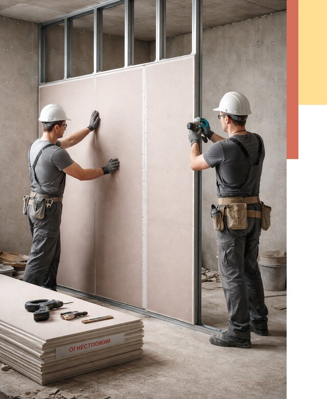 Перегородка из огнестойкого гипсокартона в Красноярске от 1880 руб. под ключ | ОТДЕЛОЧНИК-Крс