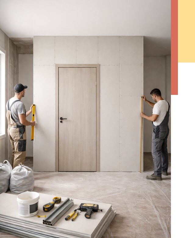 Перегородка из гипсокартона с дверью в Красноярске от 4572 руб. под ключ | ОТДЕЛОЧНИК-Крс