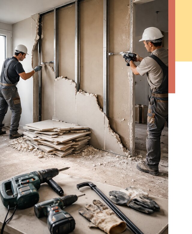 Демонтаж перегородки из гипсокартона в Красноярске от 1219 руб. быстро и недорого | ОТДЕЛОЧНИК-Крс