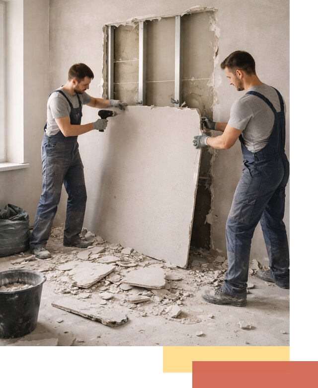 Демонтаж перегородки из гипсокартона в Красноярске быстрый и аккуратный