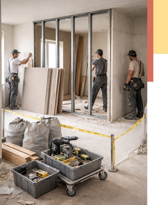 Перенос гипсокартонной перегородки в Красноярске под ключ от 4572 руб. | Демонтаж и монтаж – ОТДЕЛОЧНИК-Крс