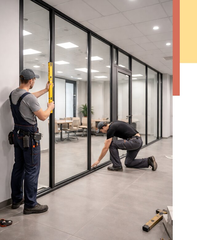 Каркасные стеклянные перегородки в Красноярске под ключ от 9347 руб. | ОТДЕЛОЧНИК-Крс