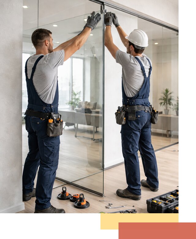 Безрамные стеклянные перегородки под ключ в Красноярске