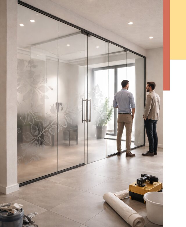 Стеклянные перегородки с рисунком в Красноярске от 12700 руб. монтаж и нанесение | ОТДЕЛОЧНИК-Крс