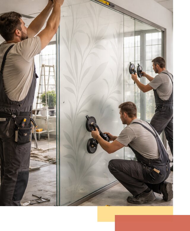 Стеклянные перегородки с рисунком на заказ в Красноярске