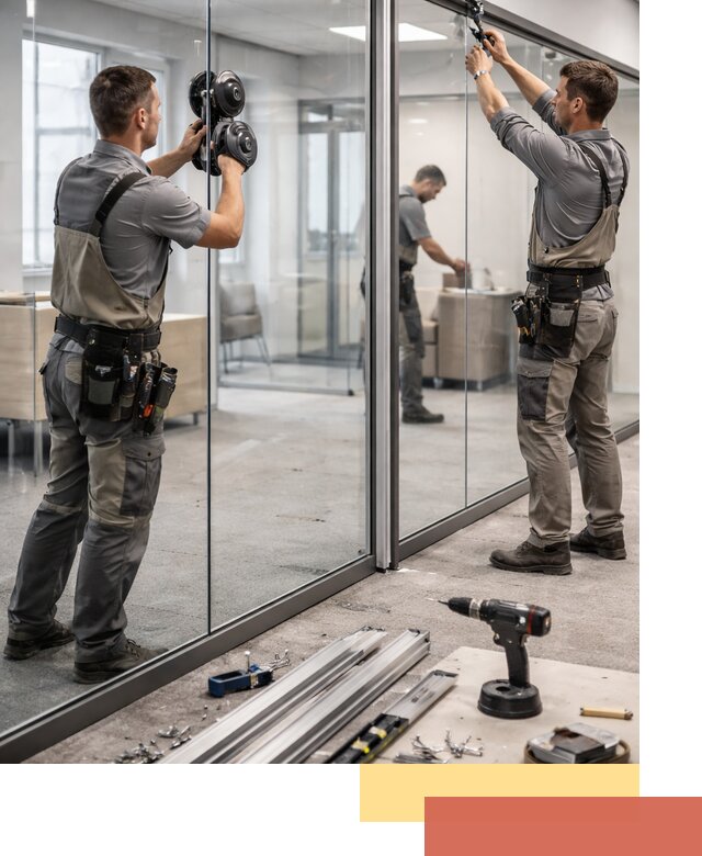 Стеклянные офисные перегородки под ключ в Красноярске