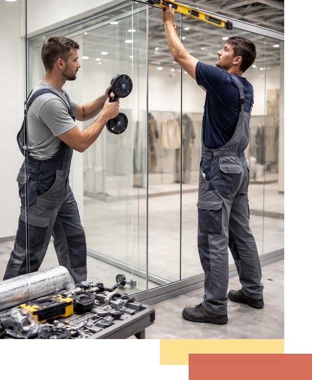 Стеклянные перегородки для магазинов в Красноярске — монтаж и установка