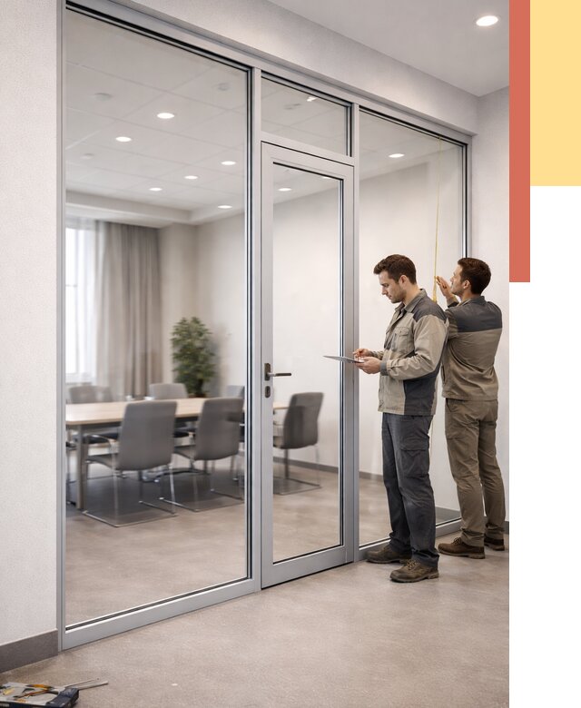 Установка и монтаж алюминиевых перегородок со стеклом в Красноярске от 8331 руб. | ОТДЕЛОЧНИК-Крс