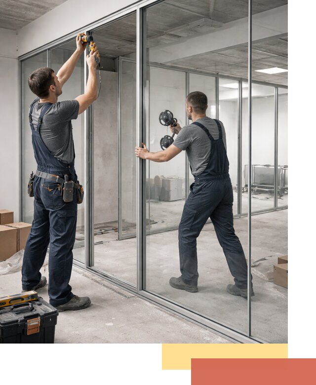 Алюминиевые перегородки со стеклом в Красноярске — изготовление и монтаж