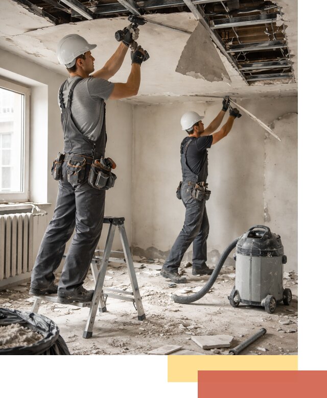 Демонтаж гипсокартонного потолка в Красноярске быстро и аккуратно