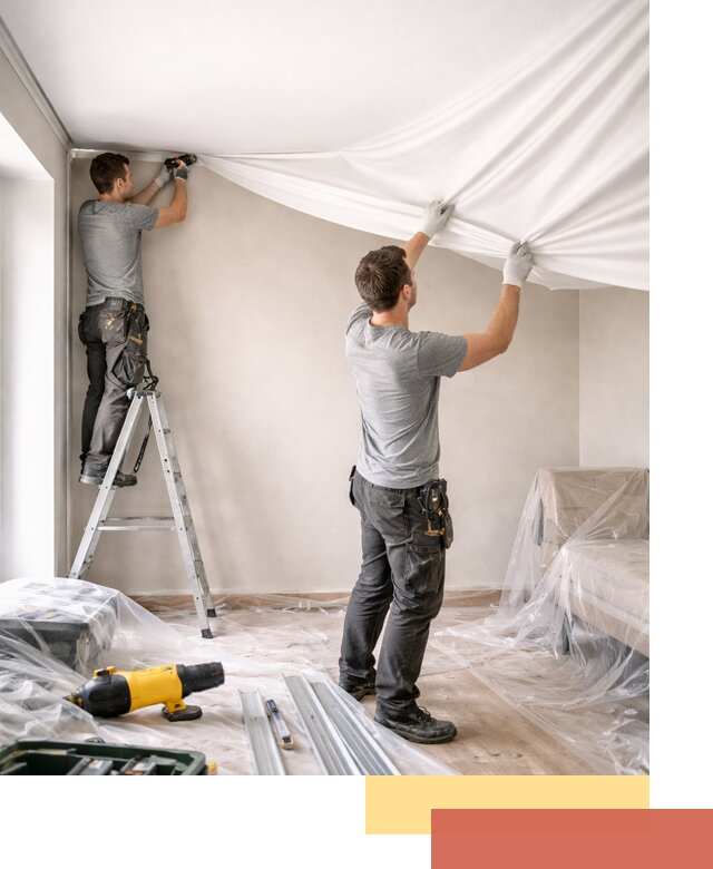 Монтаж тканевого натяжного потолка в Красноярске недорого и быстро