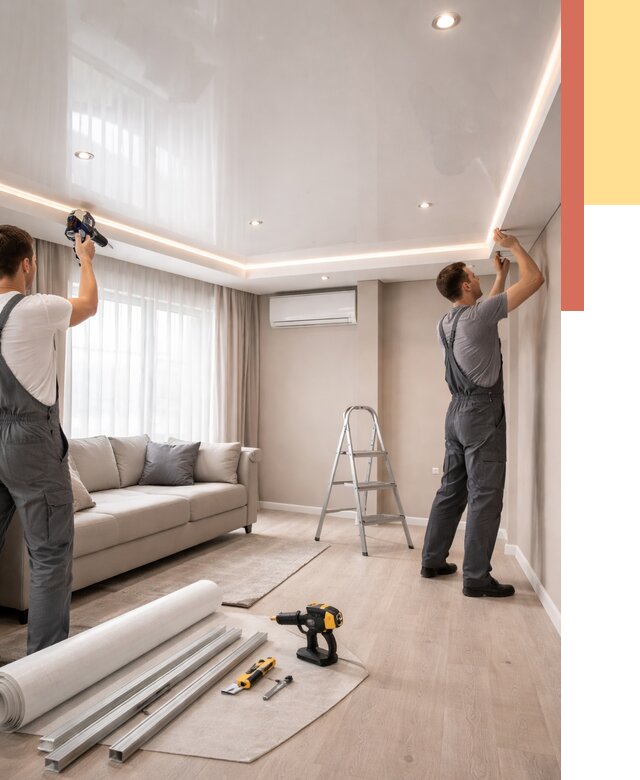 Монтаж глянцевого натяжного потолка в Красноярске от 762 руб. под ключ | ОТДЕЛОЧНИК-Крс