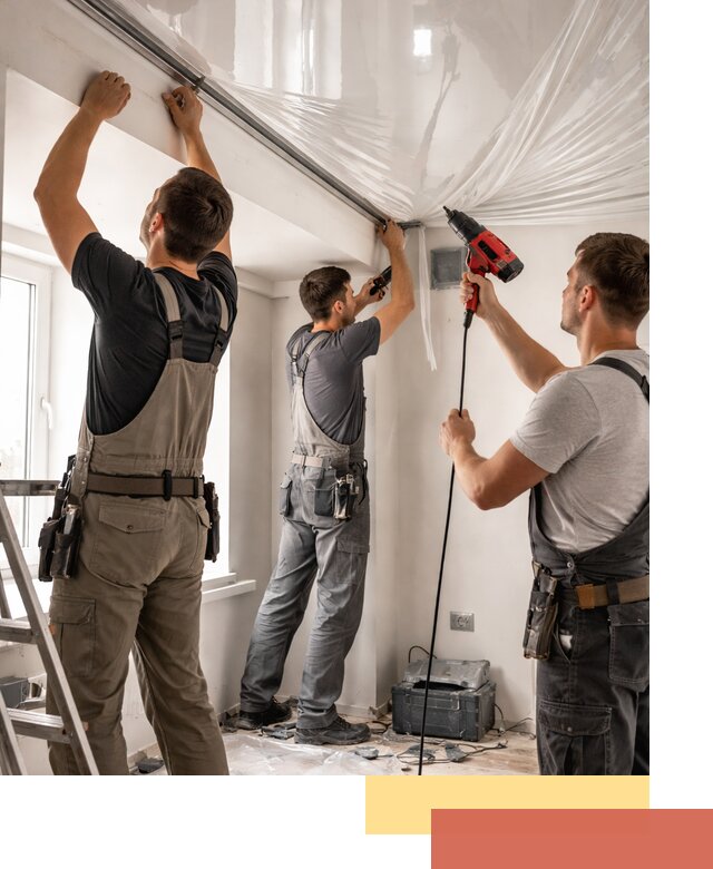 Монтаж глянцевого натяжного потолка в Красноярске быстро и качественно