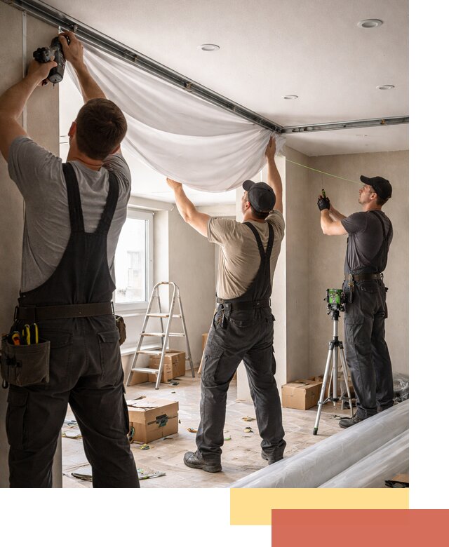 Монтаж парящего натяжного потолка под ключ в Красноярске