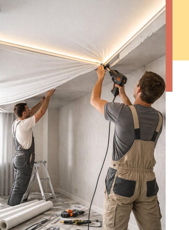 Монтаж натяжного потолка с подсветкой в Красноярске от 965 руб. | ОТДЕЛОЧНИК-Крс