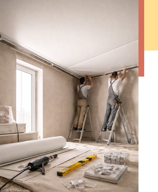 Монтаж натяжного потолка в спальне в Красноярске от 3861 руб. под ключ | ОТДЕЛОЧНИК-Крс