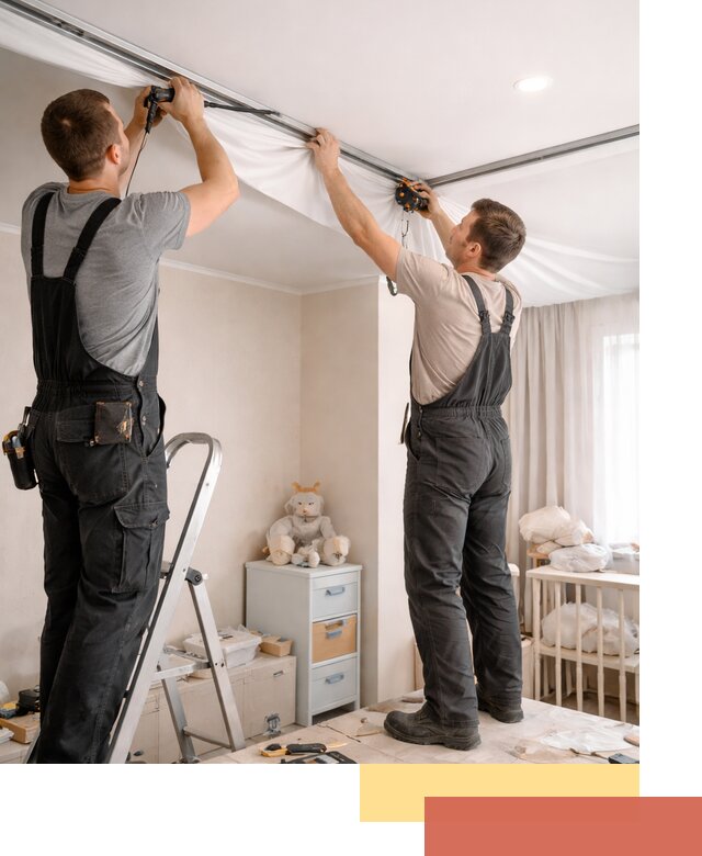 Монтаж натяжного потолка в детской комнате в Красноярске