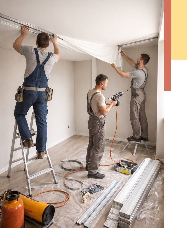 Монтаж натяжного потолка в студии в Красноярске от 5588 руб. — быстро и недорого | ОТДЕЛОЧНИК-Крс