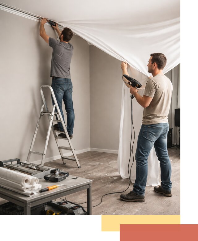 Монтаж натяжного потолка в студии в Красноярске