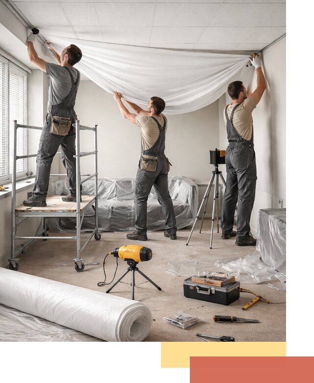 Монтаж натяжного потолка в офисе в Красноярске