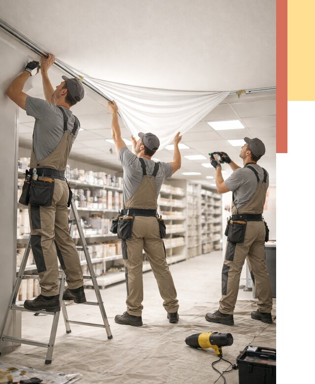 Монтаж натяжного потолка в магазине в Красноярске от 4572 руб. быстро и недорого | ОТДЕЛОЧНИК-Крс