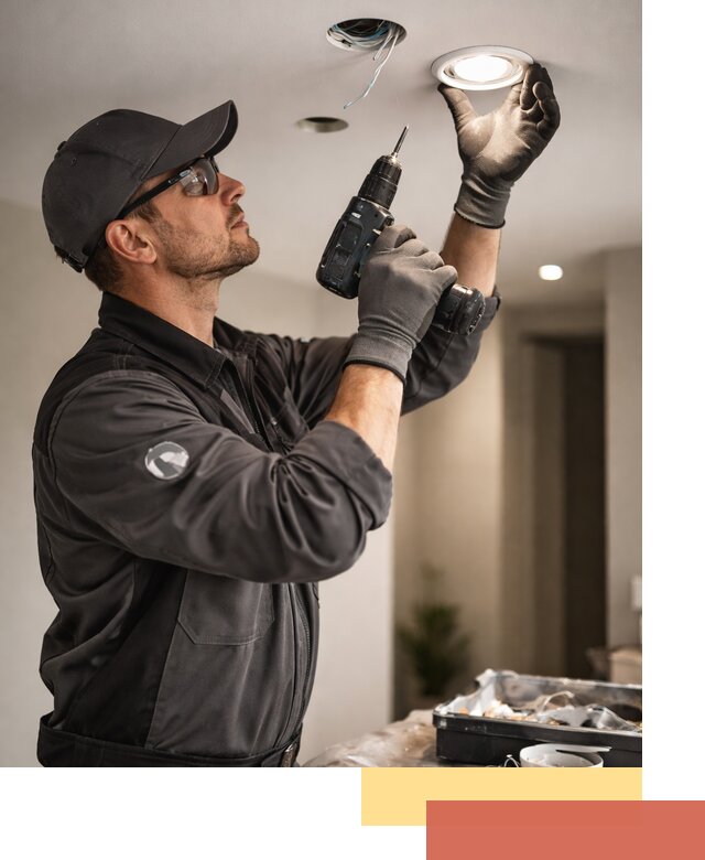 Установка точечных светильников в натяжной потолок в Красноярске