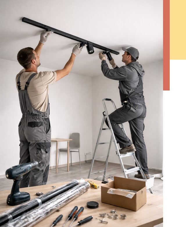 Установка трековых светильников в натяжной потолок в Красноярске от 4267 руб. | ОТДЕЛОЧНИК-Крс