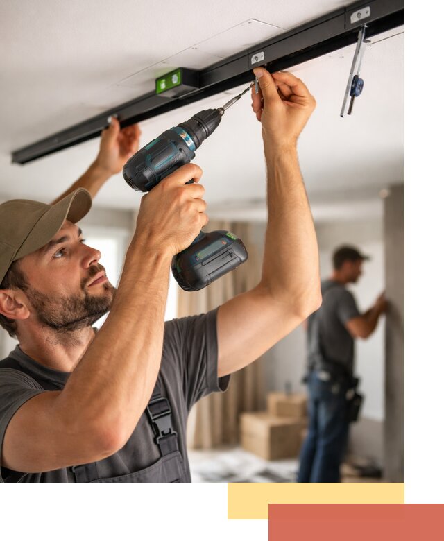 Установка трековых светильников в натяжной потолок в Красноярске