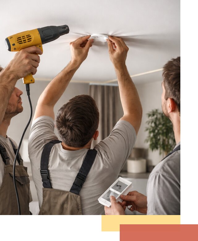 Ремонт прокола полотна натяжного потолка в Красноярске