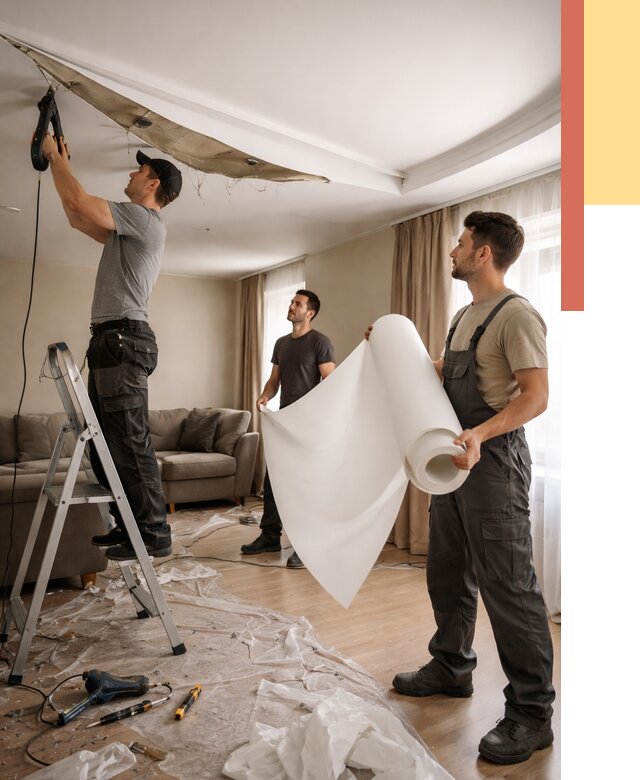 Замена полотна натяжного потолка в Красноярске от 9652 руб. быстро и недорого | ОТДЕЛОЧНИК-Крс