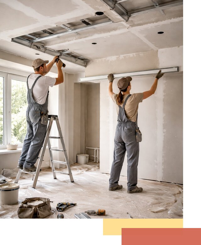 Монтаж многоуровневого потолка из гипсокартона в Красноярске