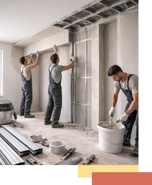 Монтаж потолка из гипсокартона с нишей в Красноярске