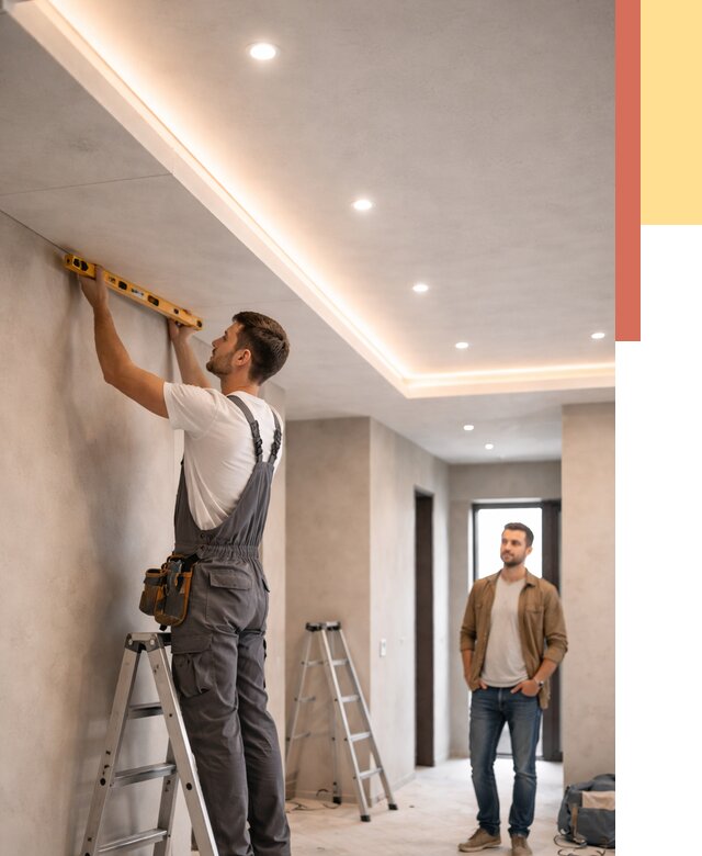 Потолок из гипсокартона с подсветкой в Красноярске от 762 руб./м2 под ключ | ОТДЕЛОЧНИК-Крс