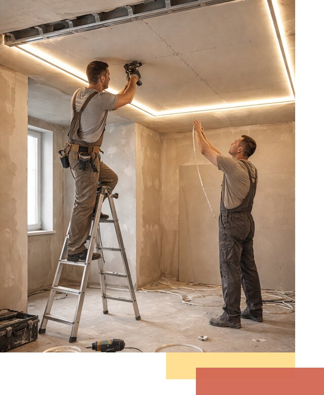 Потолок из гипсокартона с подсветкой в Красноярске