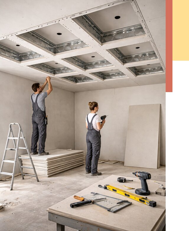 Кессонный потолок из гипсокартона в Красноярске от 1880 руб. — монтаж и под ключ | ОТДЕЛОЧНИК-Крс