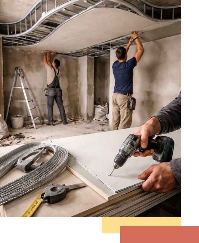 Криволинейный потолок из гипсокартона в Красноярске — монтаж и отделка